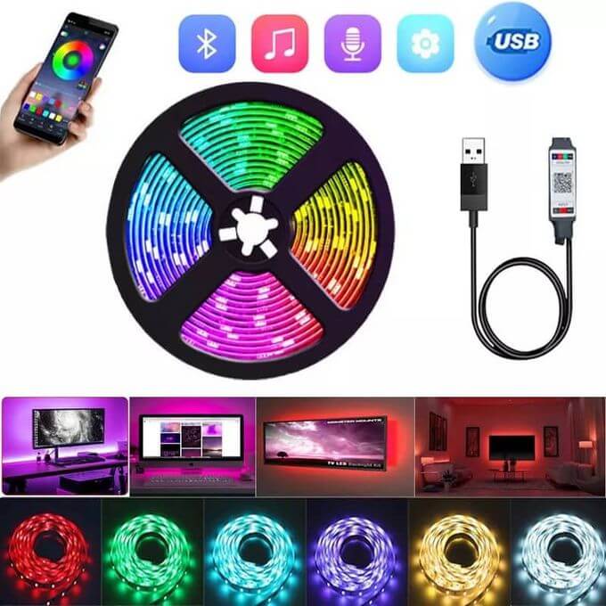 Ruban LED RGB 10M – Bluetooth & Contrôle par App