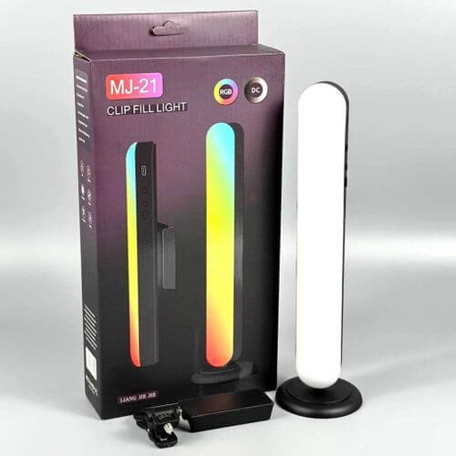 MJ-21 Bâton Lumineux LED RGB avec Support et Clip Magnétique Rechargeable