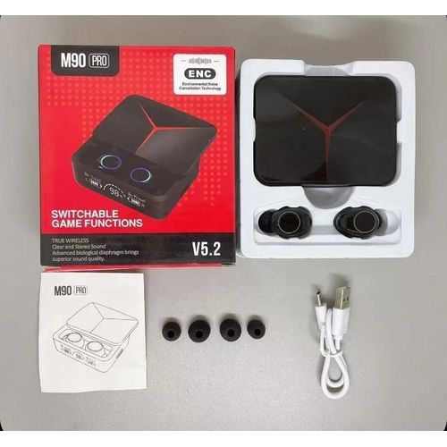 M90 Pro Gaming – Écouteurs Bluetooth 5.3 Ultra-Latence & Powerbank Intégrée