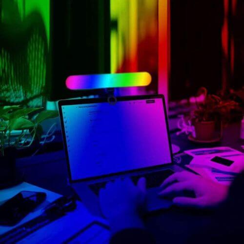 MJ-21 Bâton Lumineux LED RGB avec Support et Clip Magnétique Rechargeable