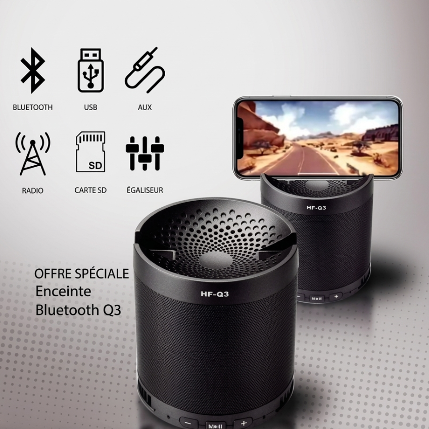 Enceinte Bluetooth HF-Q3 avec Support Téléphone