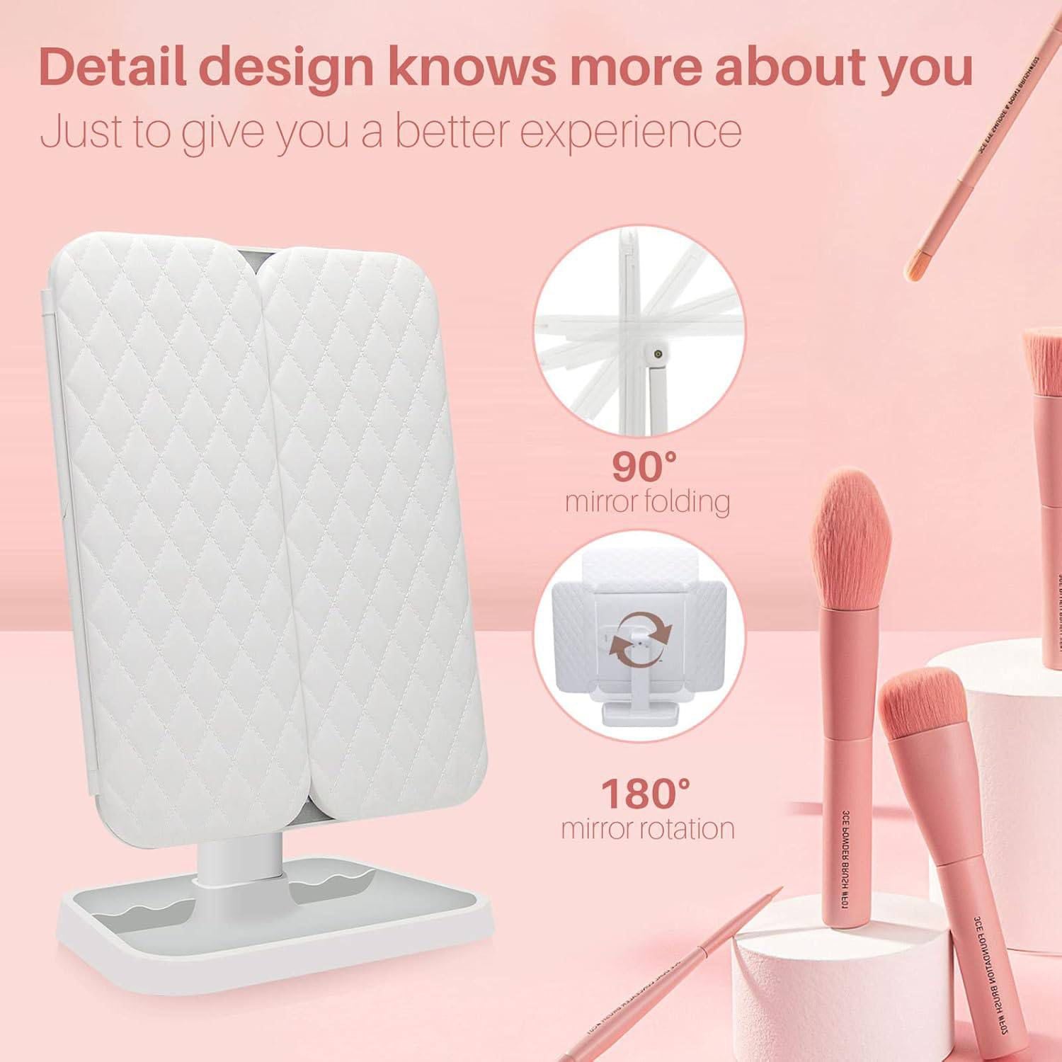 LuminaGlow™ : Le Miroir de Maquillage LED Tri-Plié Premium