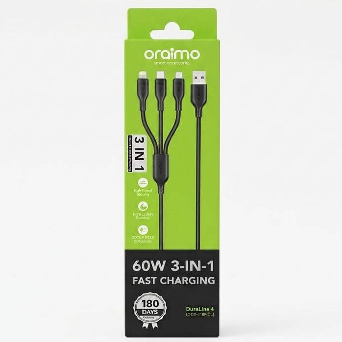 Oraimo Duraline 4 3A 1.2M 3 in 1 Cable